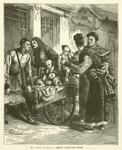 Hladomor v Číně (rytina) od French School