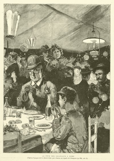 Festival šneků v Římě (rytina) od French School