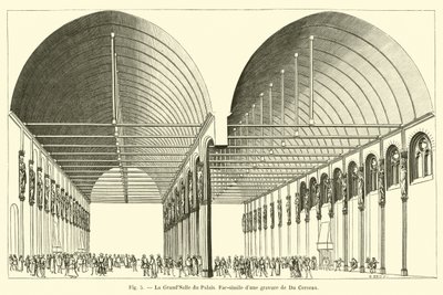 Velký sál paláce, faksimile rytiny od Du Cerceau od French School