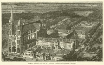 Císařský dům Saint-Denis při pohledu z ptačí perspektivy (rytina) od French School