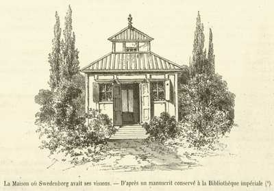 Dům, kde měl Swedenborg své vize (rytina) od French School