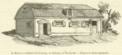 Dům, kde žil Swedenborg, na předměstí Stockholmu (rytina) od French School