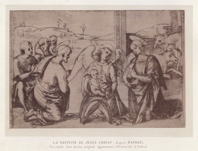 Narození Ježíše Krista, podle Raphaela, Faksimile originální kresby patřící Oxfordské univerzitě (chromolitho) od French School