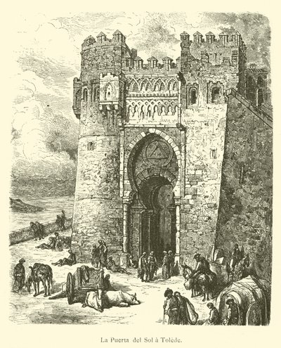 Puerta del Sol v Toledu (rytina) od French School