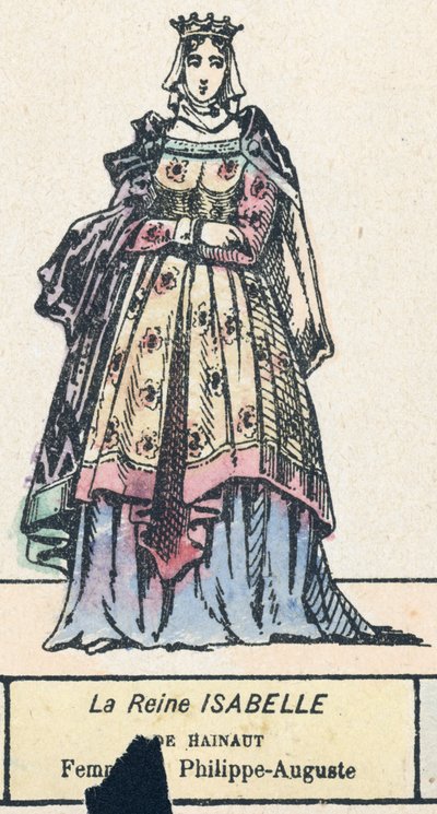 Královna Isabelle Hainaut, manželka Philippe-Auguste (barevná rytina) od French School