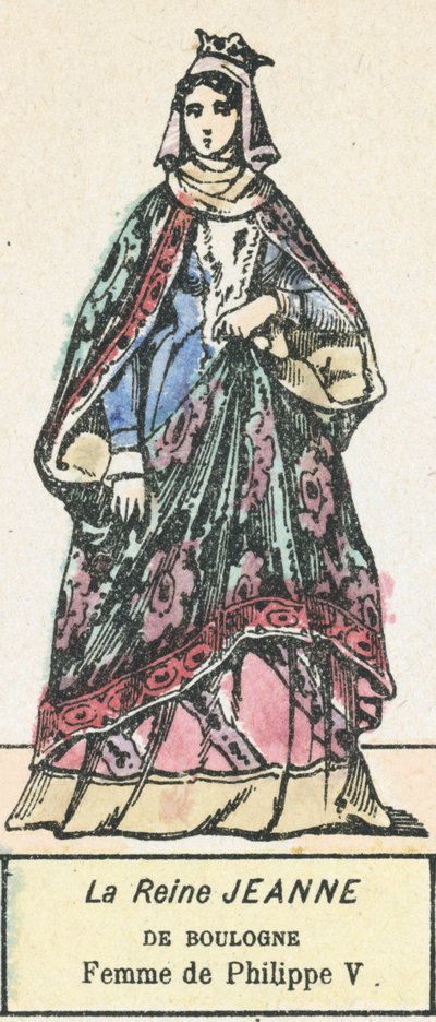 Královna Johanka z Boulogne, manželka Filipa V. (barevná rytina) od French School
