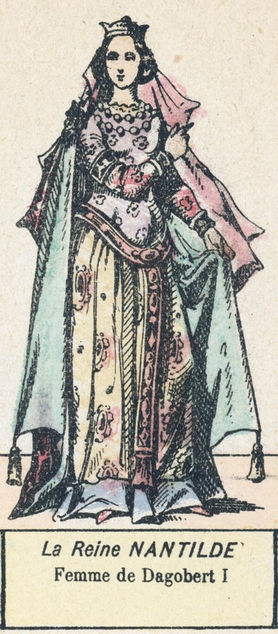 Královna Nantilda, manželka Dagoberta I. (barevná rytina) od French School