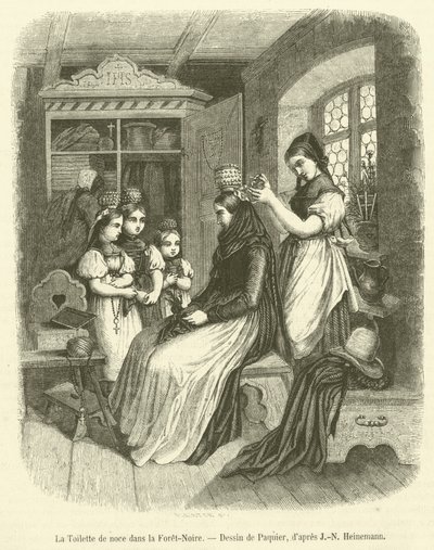 Svatební záchod v Černém lese (rytina) od French School