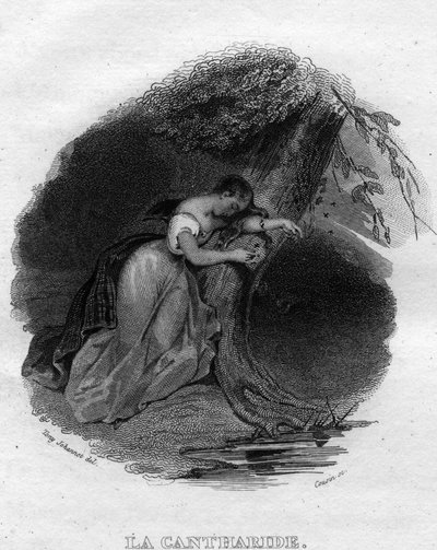 La cantharid Chanson de Beranger v „“Oeuvres Completes““ (1834) od Pierra Jeana de Berangera (1780-1857), francouzského básníka a skladatele. od French School