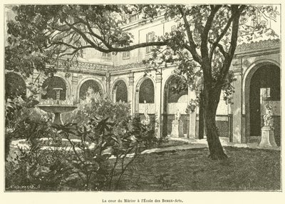 Nádvoří Murier v Ecole des Beaux-Arts (rytina) od French School