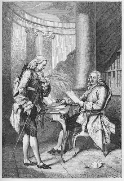 La demission de Turgot 1776 - Ludvík XVI. (1754-1793), král Francie, a Anne Robert Jacques Turgot (1727-1781) - Turgotovo propuštění - rytina z „“ L