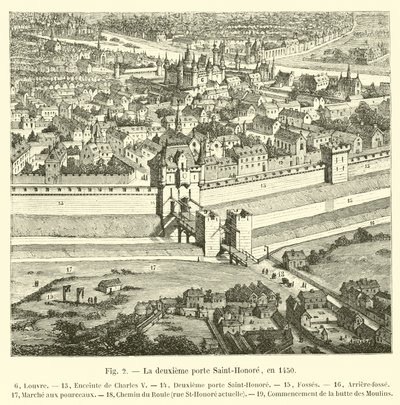 Druhá Porte Saint-Honore, v roce 1450 od French School