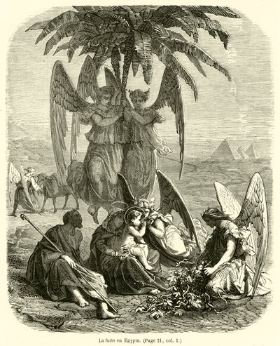 Útěk do Egypta (rytina) od French School