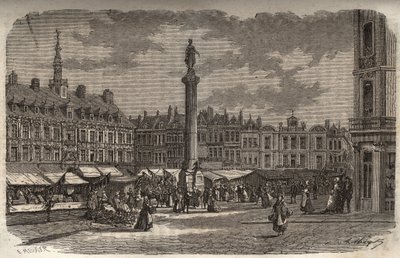 The Grand Place v Lille - rytina v „Histoire de France“ od Victora Duruye (1811-1894) - 1882 od French School