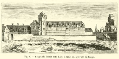 Velká stáj kolem roku 1720; z dobové rytiny od French School