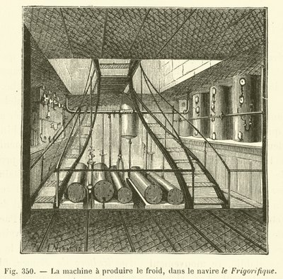 Stroj na výrobu chladu, v lodi Chladnička (rytí) od French School