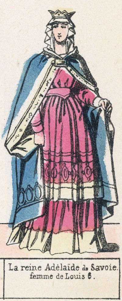 Královna Adelaide Savojská, manželka Ludvíka 6 (barevná rytina) od French School