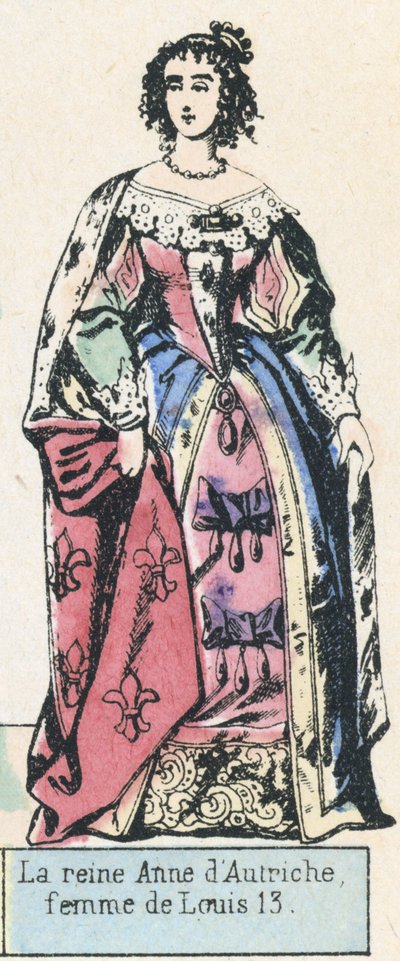 Královna Anna Rakouská, manželka Ludvíka 13 (barevná rytina) od French School