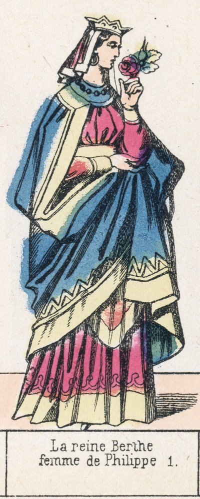 Královna Bertha, manželka Filipa I. (barevná rytina) od French School