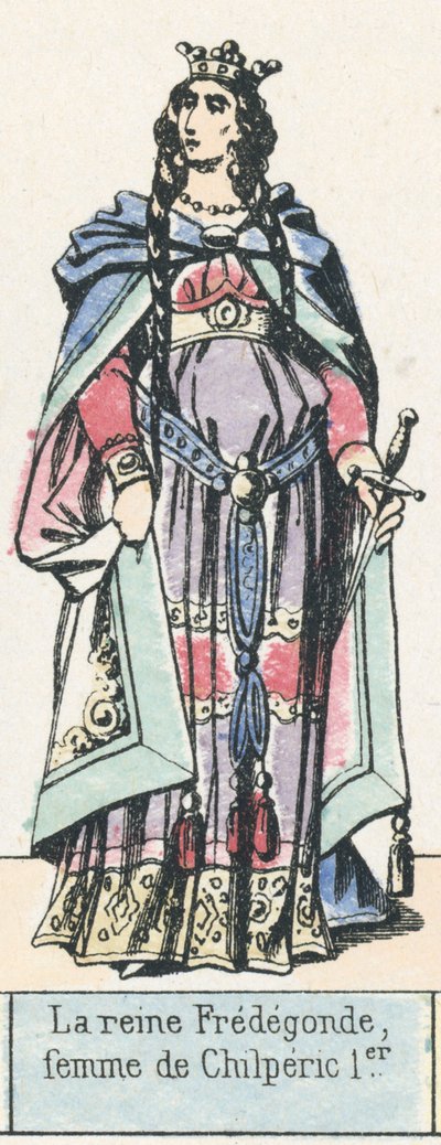La reine Fredegonde, femme de Chilperic 1er (barevná rytina) od French School