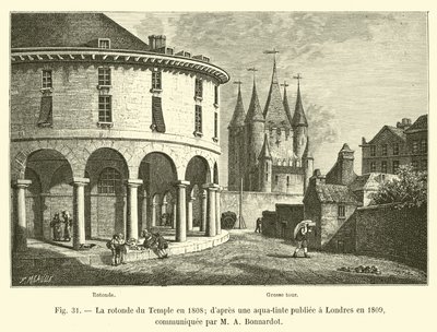 Rotunda chrámu v roce 1808; po akvatintě publikované v Londýně v roce 1809, kterou sdělil M A Bonnardot od French School
