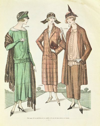 Dámská móda, ilustrace z La Veritable Mode Francaise de Paris, 1924 od French School