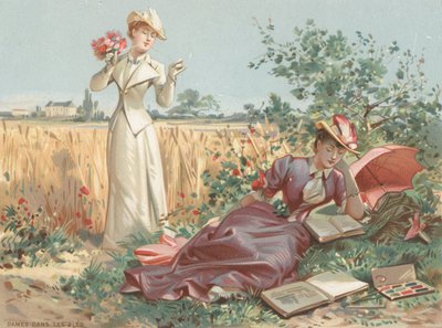 Dámy v kukuřičném poli (chromolit) od French School