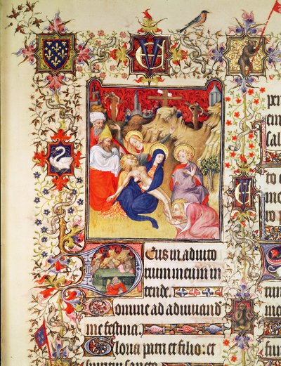 Lat 919 f.77 Deposition of Christ, z Grandes Heures de Duc de Berry, 1409 od French School