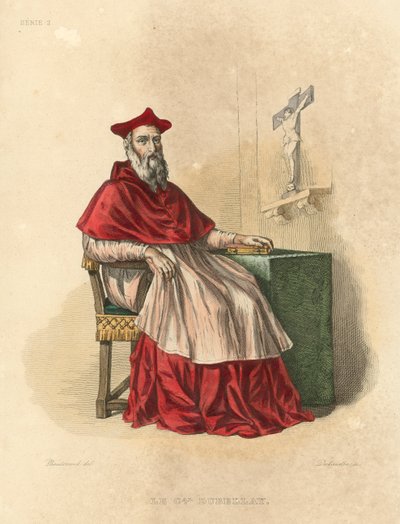 Le Cardinal Dubellay (barevná rytina) od French School