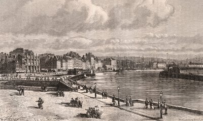 Le Havre - Normandie - rytina v „La France illustree: geography, history, Administration Statistique“ od V.A. Sladově hnědá. 1884 od French School