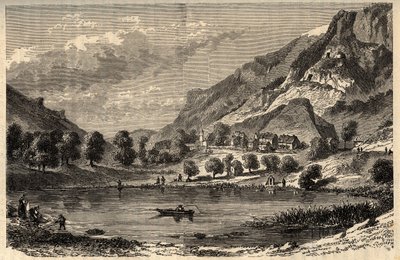 Le Lauzet-Ubaye - Le lac du Lauzet - obec v departementu Alpes-de-Haute-Provence v jihovýchodní Francii - rytina "” PATRIE”” - PECTUREQUIREQUE POPIS FRANCIE V 6 SVAZTECH LUCIEN HUARD - konec 19. stol. od French School