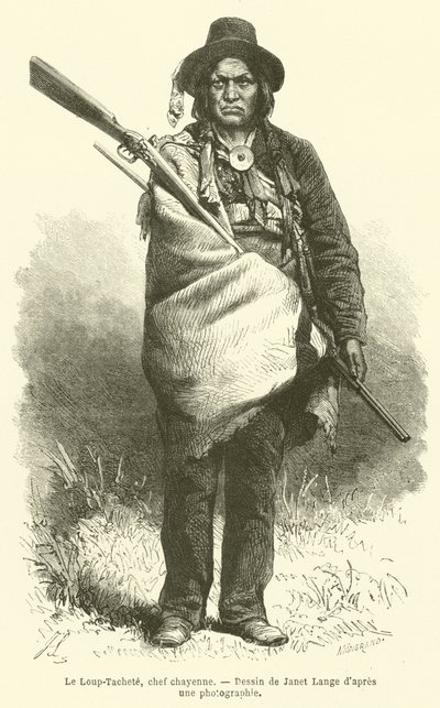 Le Loup-Tachete, šéf Cheyenne (rytina) od French School