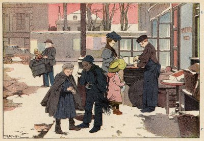 Le Marchand De Marrons, prodejce kaštanů (barevné lito) od French School