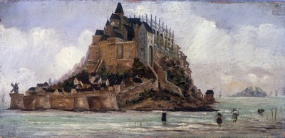 Le Mont Saint-Michel nízký klisna - olej na panelu, anonymní od French School