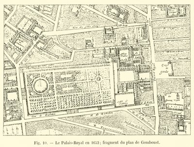 Palais-Royal v roce 1652; fragment plánu Gomboust od French School