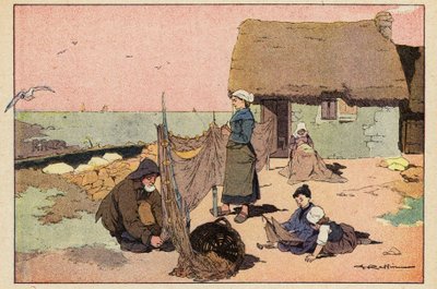 Le Pecheur, Rybář (barva litho) od French School