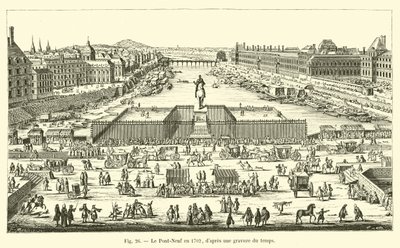 Pont-Neuf v roce 1702, z dobové rytiny od French School