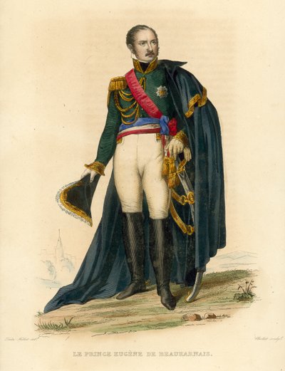 Princ Eugene de Beauharnais (barevná rytina) od French School