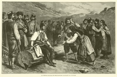 Princ Nicolas of Montenegro Dispensing Justice (rytina) od French School