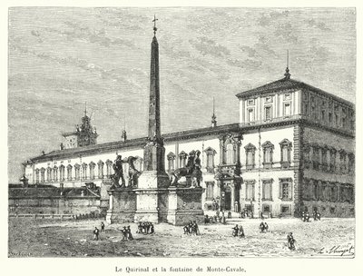 Quirinal a fontána Monte-Cavale (rytina) od French School