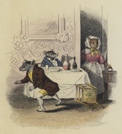 The Rat De Ville And The Rat Des Champs (barevná rytina) od French School