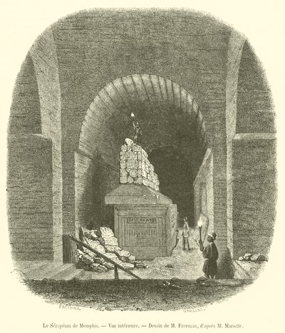 Serapeum of Memphis, vnitřní pohled (rytina) od French School