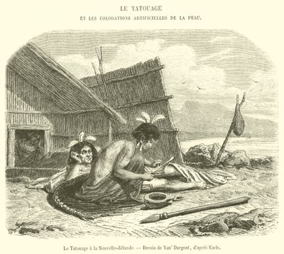 Tetování na Novém Zélandu (rytina) od French School