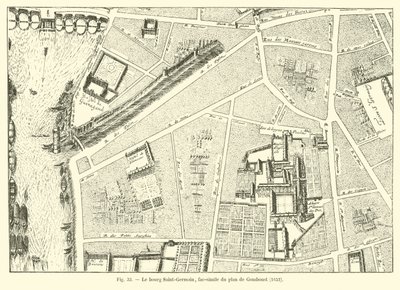 Bourg Saint-Germain, faksimile plánu Gomboust, 1652 od French School