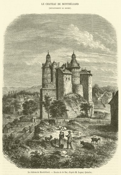 Hrad Montbeliard (rytina) od French School