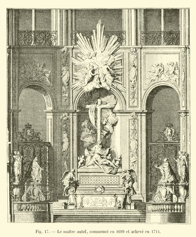 Hlavní oltář byl zahájen v roce 1699 a dokončen v roce 1714 od French School