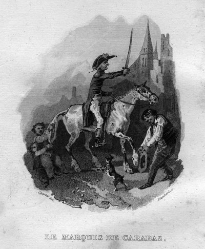 Markýz Carabas Chanson de Beranger v „“Oeuvres Completes““ (1834) od Pierra Jeana de Berangera (1780-1857), francouzského básníka a skladatele. od French School