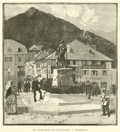 Památník Saussure, v Chamonix (rytina) od French School