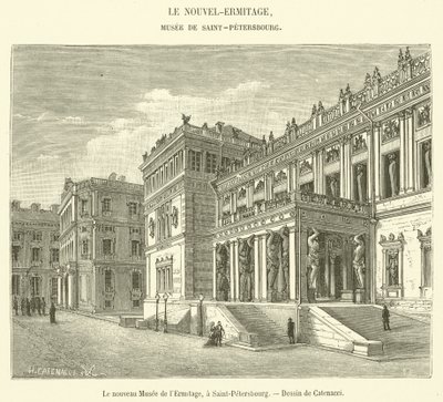Nové muzeum Ermitáž, v Saint-Petersburg (rytina) od French School