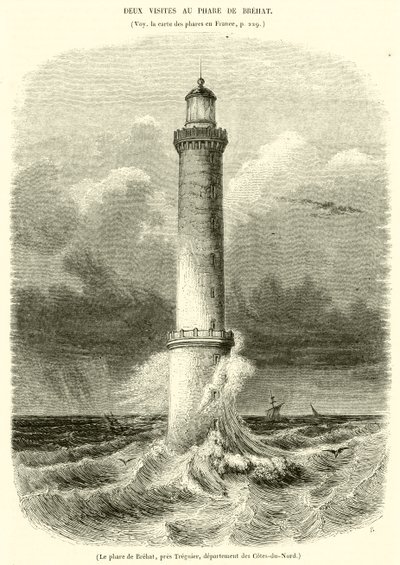 Maják Brehat, poblíž Treguier, oddělení Côtes-du-Nord (rytina) od French School